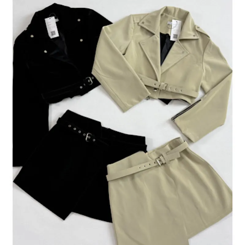 ست دامن وکت چرم پاییزه